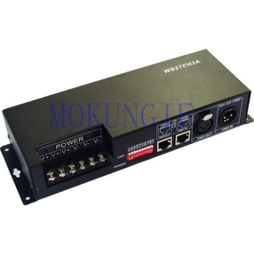 5pcs WS27CH3A 27channel 9group dmx512 led decoder ,controller,LED drive with case,DC12-24V each CH max 3A for led strip light