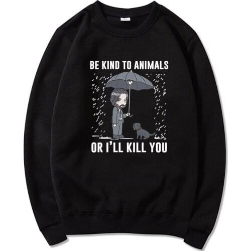 Keanu Reeves Be Kind To Animals or I'll Kill You Printed sweatshirt unisex Fall loose casual pullover men fleece men Sweatshirt