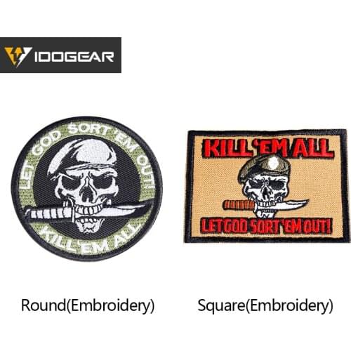 IDOGEAR Tatical Patch Embroidery Morale Skull Kill'em All Military Airsoft Army Paintball Tactical Accessories 3909