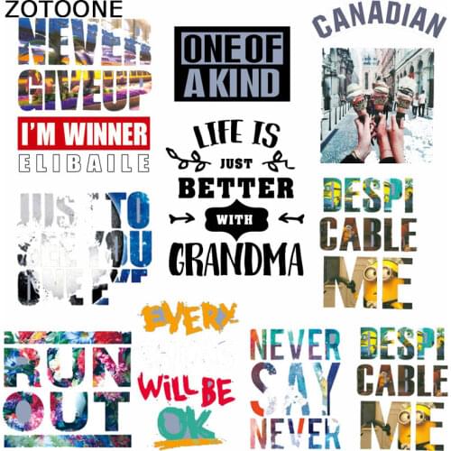 ZOTOONE Color letter Animal Iron On Patches Clothes Sticker DIY Letter Thermal Heat Transfer for T-shirt Printed patch D