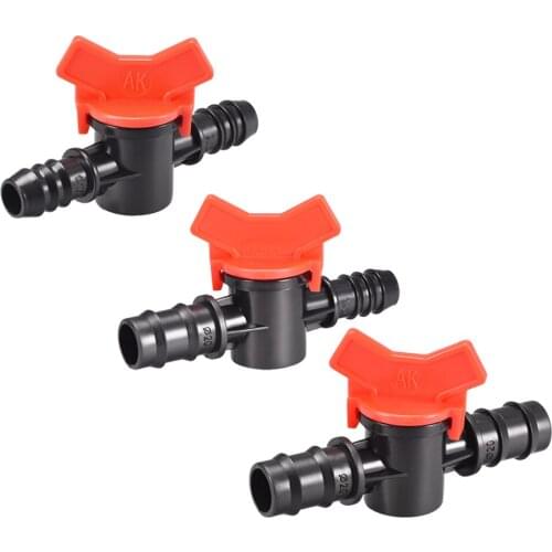 Uxcell 1/2/3Pcs Drip Irrigation Barbed Valve to Double Male Barbed Valve Aquarium Water Flow Control Plastic Valve Black Red