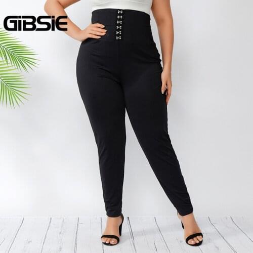 GIBSIE Plus Size Women Leggings Black Skinny Pants Sexy Casual Office Lady High Waist Leggings Women Large Size 4XL Clothing