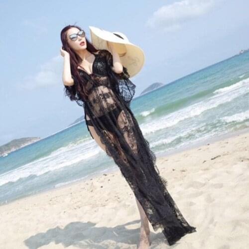 2017 New Europe America Style Beach Loose Solid Hollow Out Regular Natural Summer Women Dresses T5019