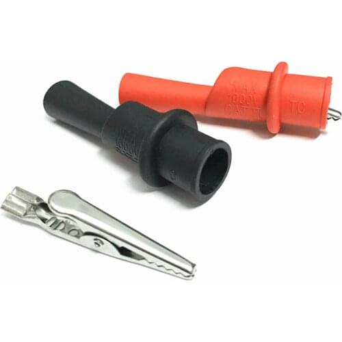 1 Pair Silicone Alligator Clips Black and Red, 1000V 10A Alligator Clip Test Kit, Banana Test Lead Probe Clip, Test Extension
