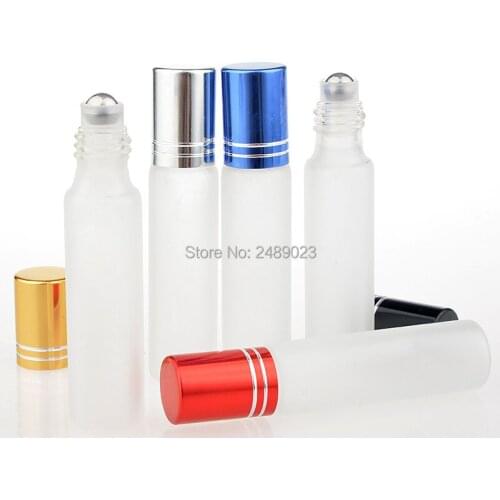 100Pieces/Lot 10ML Travel Frosting Glass Roll on Perfume Bottle For Essential Oils Empty Parfum Containers With Steel Beads