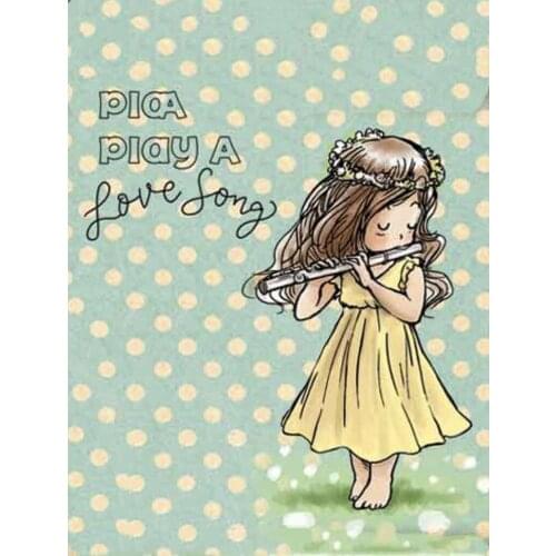 10x10 Little girl playing the flute Ttransparent Clear Stamps Silicone Seals for DIY scrapbooking photo album Card Making