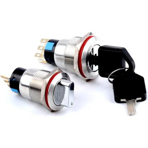 19mm 22mm Metal Waterproof Button Locking Rotary Key Switch Button 2 3 Position Knob Self Locking