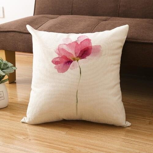 2Pcs Linen Flower Leaf Print Throw Pillow Cover Cushion Case Home Car Sofa Decor