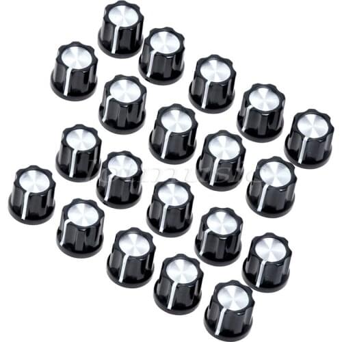 20Pcs 6mm Shaft Hole Knob Black For Electric Jazz Bass Replacement