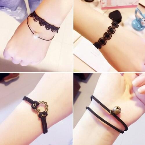 48 Styles Star Cherry Black Crystal Rhinestone Pendants Leather Woven Floral Chains Special Sweet Bracelets For Women