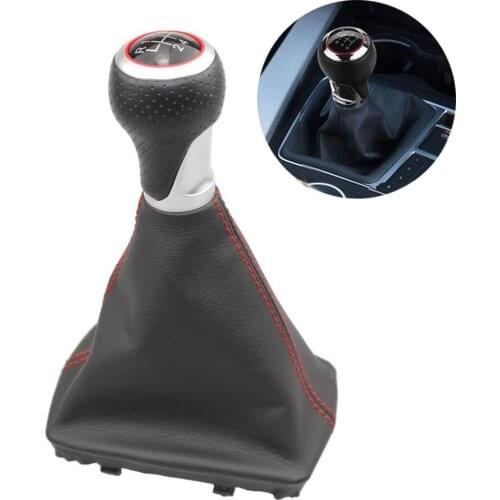 5/6 Speed Car Gear Shift Knob Leather Gear Shifter Collar Boot Cover For Audi A4 S4 B8 8K A5 8T Q5 8R S Line 2007-2015