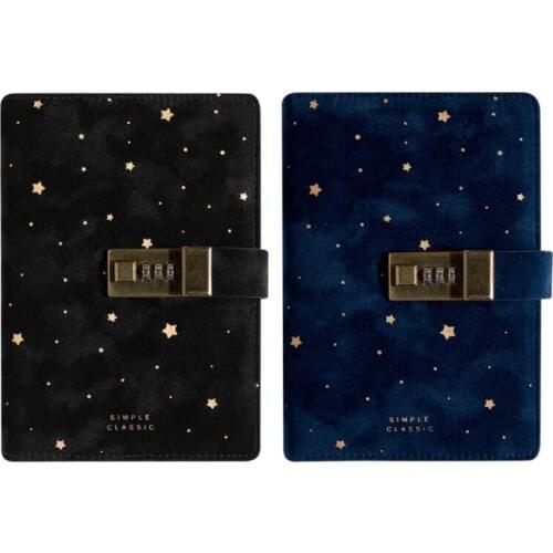 B6 Suede Travel Notebook with Combination Lock Password Star Agenda Diary Journal Notepad Business Stationery