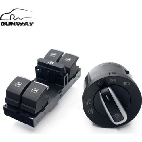 Free shipping! Chrome headlight switch master window switch for Volkswagen VW jetta mk5 golf 5 6 tiguan passat b6 CC 2PCS/SET