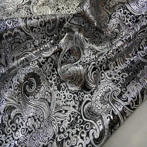 CF603 White/Black Chinese Style Silk Jacquard Brocade Fabrics Chinese Cheongsam Cushion Cloth Decoration Fabrics DIY Materials