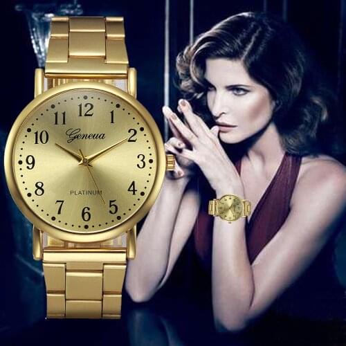 Women Fashion Quartz Watch Luxury Business Leisure Gold Dial Bracelet Watch Stainless Steel Band Wristwatches Montre Femme
