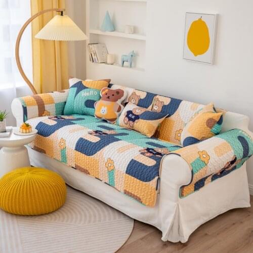 Cartoon Cute Bear Sofa Cover Four Seasons Universal Non-Slip Skin-Friendly Fashion Corner Sofa Towel For Living Room