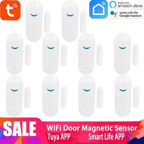 10PCS Door Window Sensor Smart Home WiFi Door Open/Close Detector Alarm Compatible Alexa Google Home IFTTT Tuya / Smart Life APP