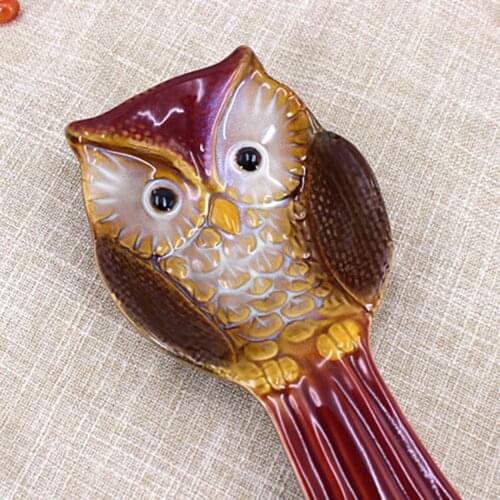 Owl Spoon Holder Table Decoration Ceramic Crafts Kitchen Tool 300g Cute Ceramics 24.5*10.5cm Multicolor Cooking Utensils
