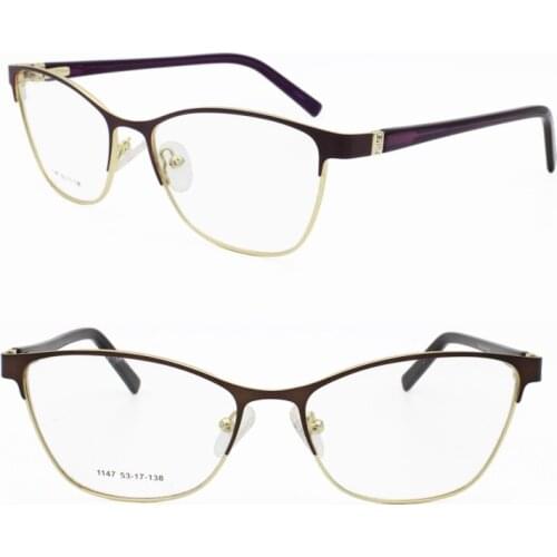 1147 butterfly unique shape fullrim metal with high acetate temple case flexible trendy slim optical glass frame for women