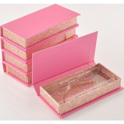Wholesale Eyelash Packaging Box Lash Boxes Package Custom Rectangle Red Rose Gold 25mm Mink Lashes Makeup Storage Case Vendors