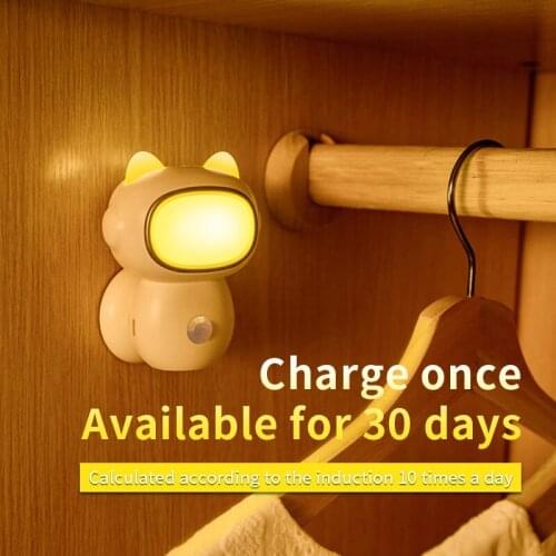 Creative Cute Pet Night Light Magnetic Cabinet Lights USB Rechargeable Nightlight for Bedroom Baby Sleeping Home Decoration Lamp