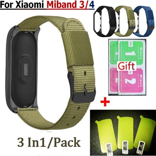 Screen Protective film Mi band 4 Watch Strap For Xiaomi Miband 4 Bracelet Metal Case For Xiaomi MiBand 3 Watch Mi band 3 Band