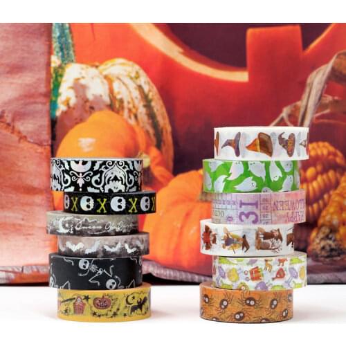 Cute Magic Hat Witch Skull Bone Spider Calendar Halloween Washi Tape Set DIY Scrapbooking Sticker Label Adhesive Masking Tape
