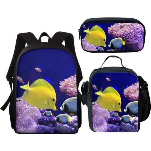 Cute Tropical Fish Lightweight Backpacks Girls School Bags Set Kids Bookbags Children School Backpack Book Bag Mochila Escolar