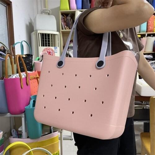 Custom Fashion Waterproof Beach Tote Bag Large Summer Promotional Women eva RUBBER Beach Bag With EVA Handles