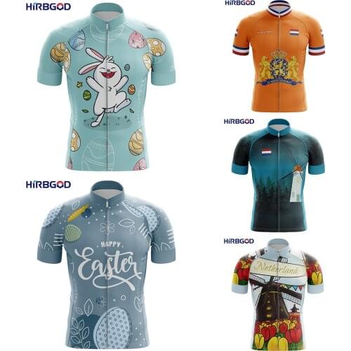 HIRBGOD 2021 Male Bike Wear Short-Sleeved Top for Netherlands Series Summer Road Shirt Mens Cycling Jersey Breathable,TYZ727-01