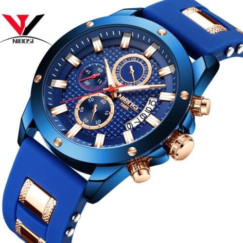 NIBOSI Chorograph Men Watches military/Sport/army Watches For Men 2018 Luxury Brand Waterproof Outdoor Watch Analog Silicone