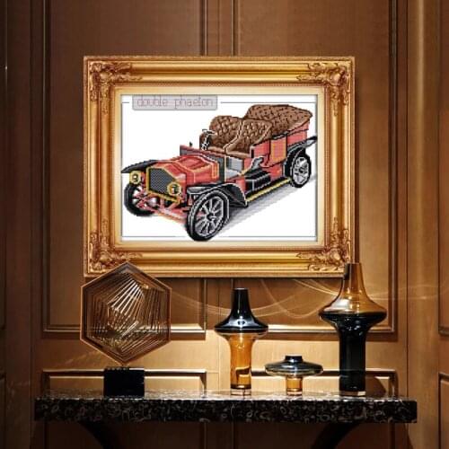 Bubble car Cross Stitch Kits Gift Retro Printed pattern canvas Chinese Embroidery Needlework set Flower Cross-stitch Home Decor