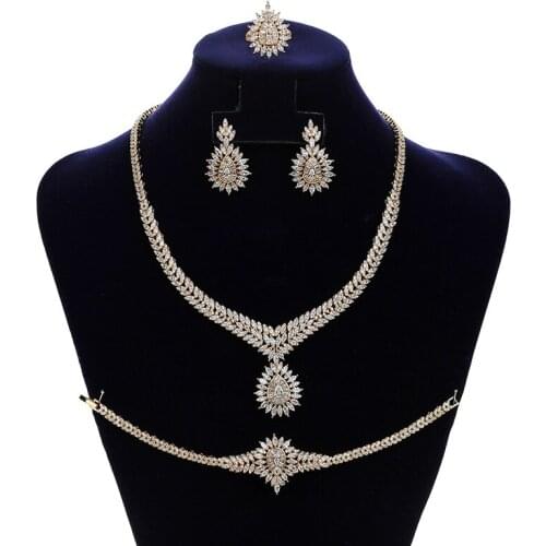 Jewelry Sets HADIYANA Gorgeous Women Wedding Necklace Earrings Ring And Bracelet Set Got Engaged 4PCS CZircon CN1819 Bisuteria