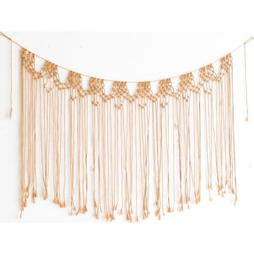 New Hand Knotted Macrame Wall Bohemia Bedside Tapestry Ins Bedroom Tassel Cotton Wall Hanging Tapestry with Lace Fabrics