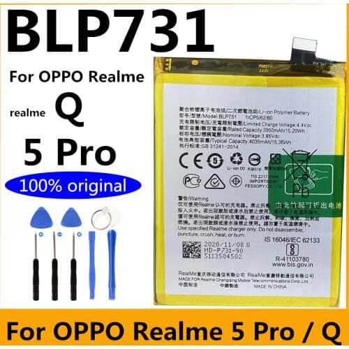 New Original BLP731 3950mAh Mobile Phone Battery For Oppo Realme Q / X Youth Batteries