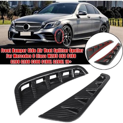 Front Bumper Side Air Vent Spoiler Splitter Canard for Mercedes C Class W205 C63 C180 C200 C260 C300 C180L C200L 2019