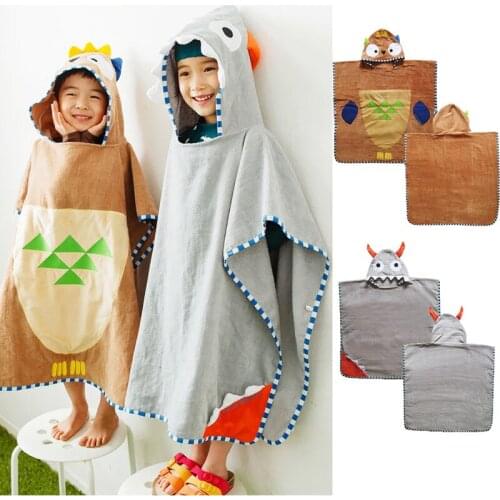 New design owl thick grey monster hooded quick dry children beach towel 70X140cm kids gift free shipping