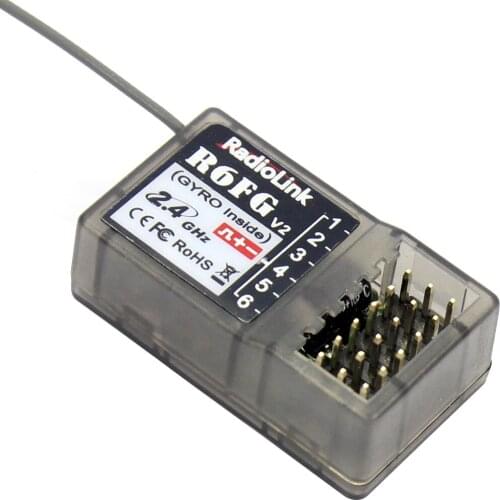 Radiolink R6FG V2 2.4GHz 6 CH FHSS Receiver High Voltage Gyro Integrated For RC4GS RC3S RC4G T8FB RC6GS Transmitter RC Car Boat