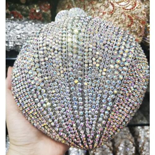 Silver AB Women Clutch Bag Evening Bags For Wedding Bridal Crystal Minaudiere Handbags Party Rhinestone Purses Clutches Bags