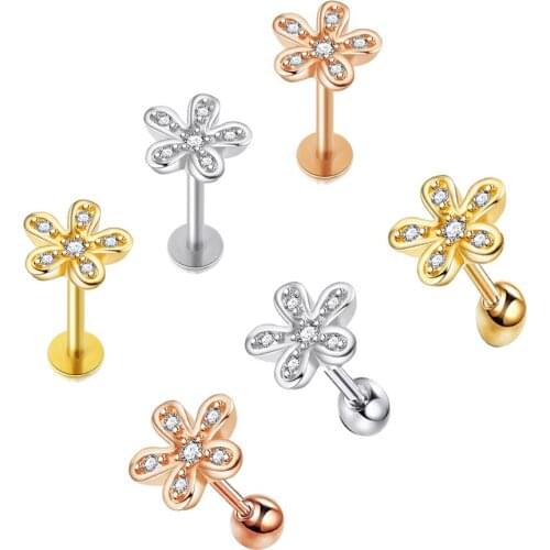 1Pcs 16G Labret Studs Lip Piercings Rings Internally Threaded Ear Tragus Helix Lips Piercing Earrings Body Jewelry