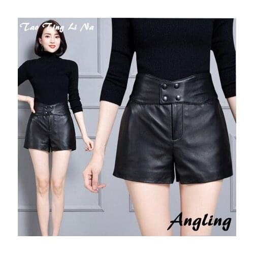 Top brand Women New 2020 Real Genuine Sheep Leather Shorts KS74 high quality