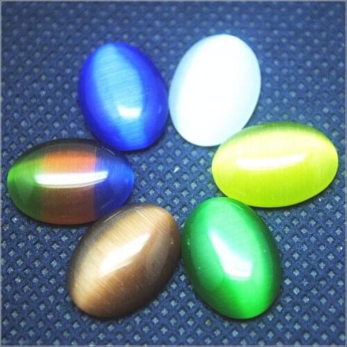 10pcs cat eye glass cabochons CABS No hole oval shape for jewelry beads diy making13x18mm 18x25mm mix colors
