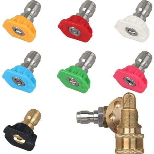 Universal Power Pressure Washer Spray Nozzle Tips And Quick Connect Pivot Adapter Coupler 180 Degrees With 5 Rotation Angles