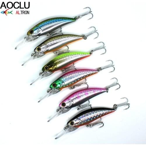 AOCLU wobbler 6pcs/lot 6 Colors 50mm 3.5g Hard Bait Minnow Crankbait Fishing lures Bass Fresh Salt water VMC hooks tackle