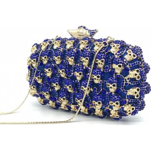 XIYUAN BRAND Hollow Women skull Crystal Clutch Evening Bags Bridal Diamond Purses and Handbags Rhinestones Party Cocktail Bags