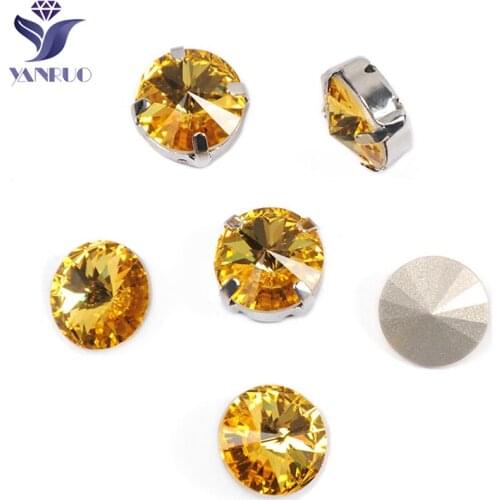 YANRUO 1122 Rivoli Light Topaz diamante Rhinestones for clothes Sew On Rhinestone Sewing Stones craft Diamonds