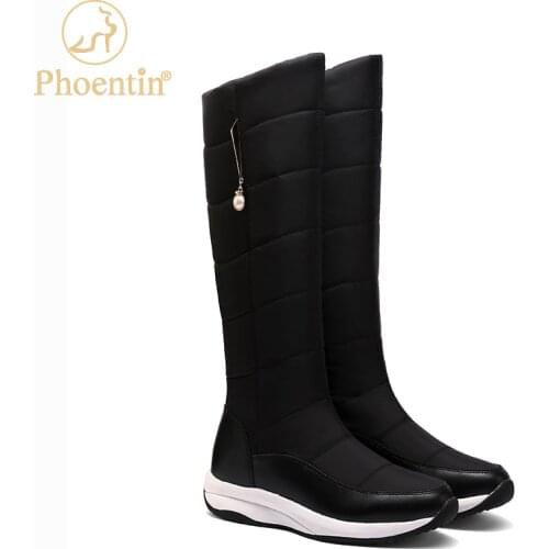 Phoentin waterproof down boots women 2021 new arrival womens leather winter boots knee high warm womens shoes Russia FT1196