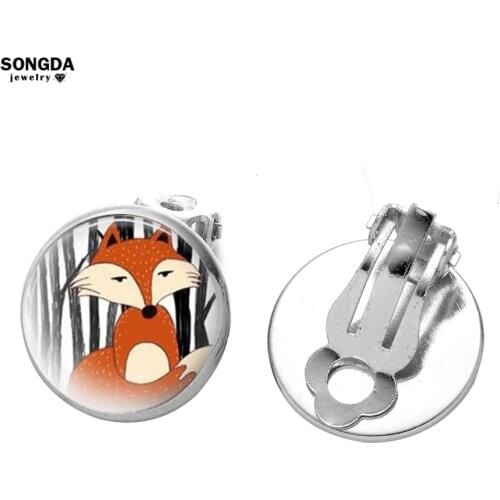 SONGDA 2021 Womens Earrings Fox Ear Clips Glass Small Hoop Ear Clips Ear Buckle Female Luxury Accessories Happy New Year Gifts