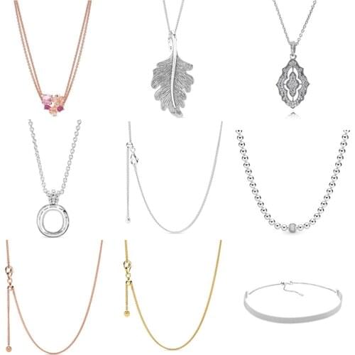 NEW 2021 100% 925 Sterling Silver Gem Flower Necklace Women Fit DIY Original Bracelet Fshion Jewelry Gift