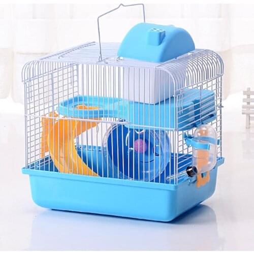 1pc Double Layer Hamster Cage Pet House Acrylic Portable Small Pets House Chinchilla Hamster House (Light Blue)